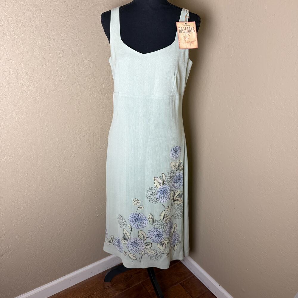 NWT Tommy Bahama Women's Size 8 100% Silk Floral Maxi Dress Sage Green